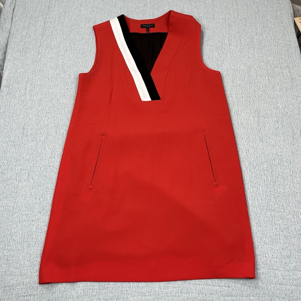 Rag & Bone Red Sleeveless V Neck Slip On Lined Dress Size 2‎